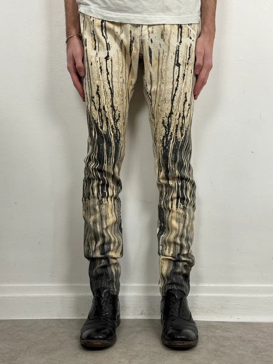 2000s Roberto Cavalli Rainy Ink Nasty Beige Pants JxFfMZS 1