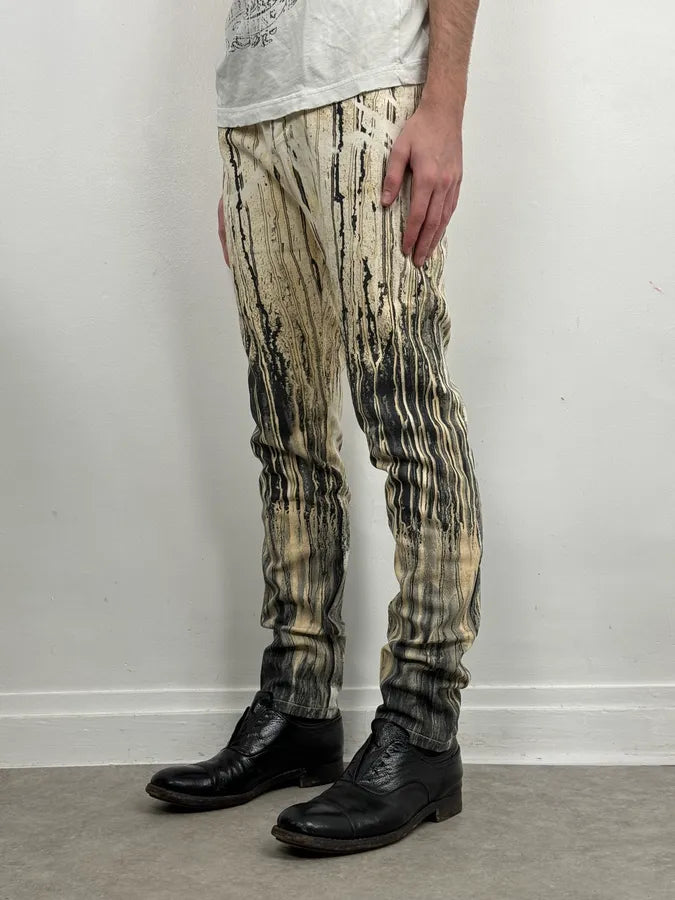 2000s Roberto Cavalli Rainy Ink Nasty Beige Pants JxFfMZS 2