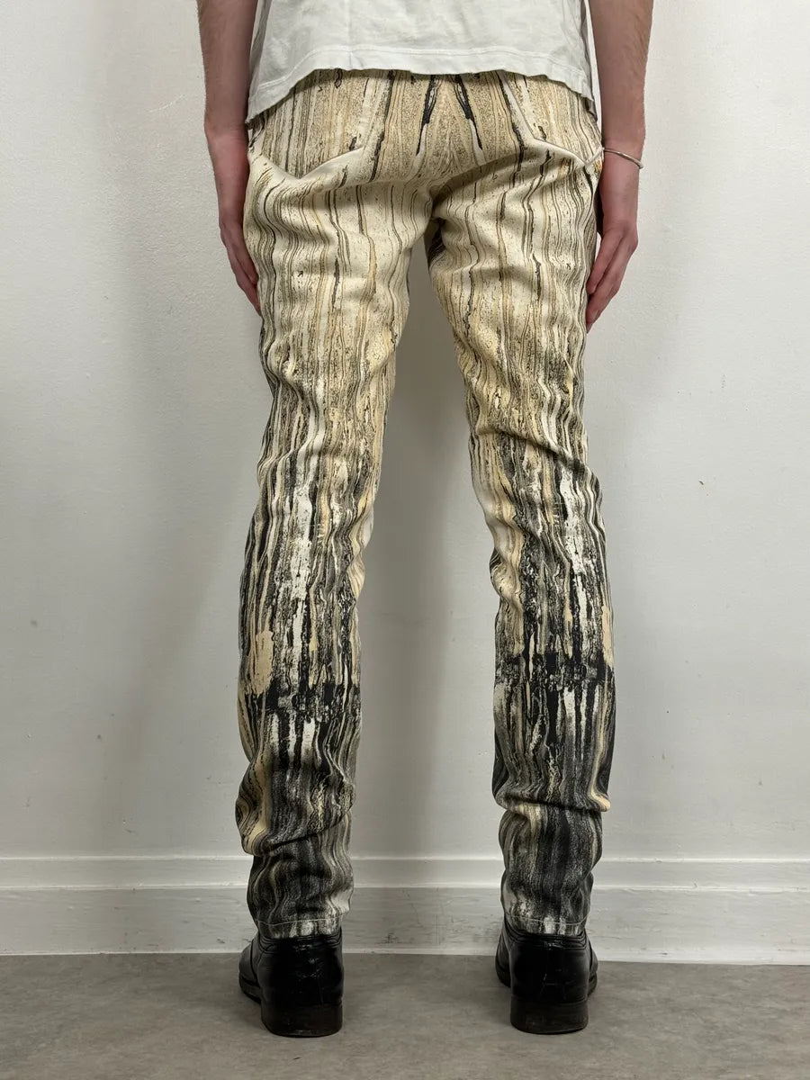 2000s Roberto Cavalli Rainy Ink Nasty Beige Pants JxFfMZS 3