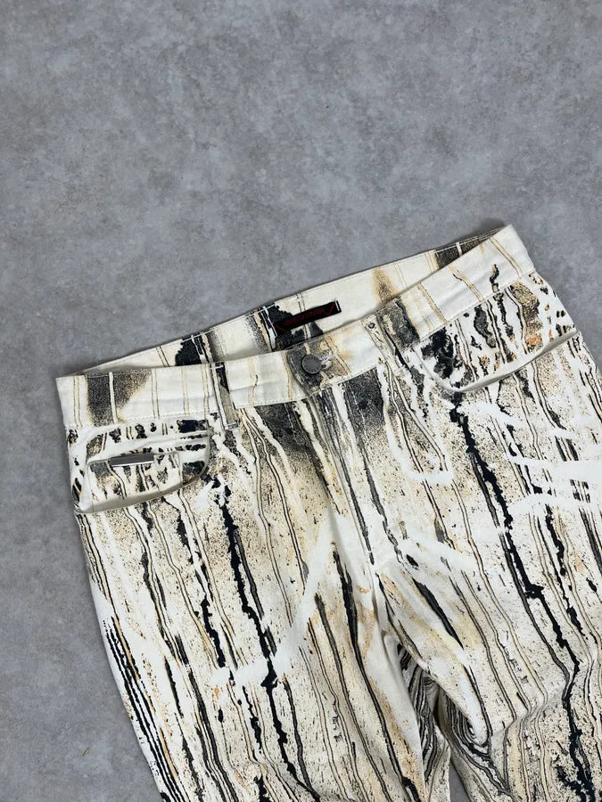 2000s Roberto Cavalli Rainy Ink Nasty Beige Pants JxFfMZS 4