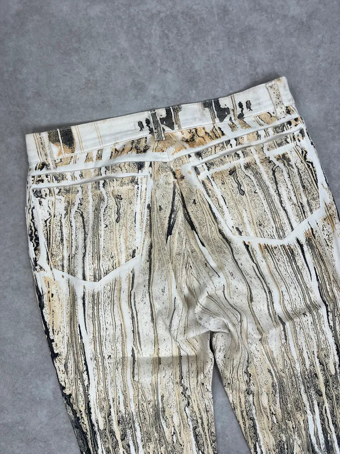 2000s Roberto Cavalli Rainy Ink Nasty Beige Pants JxFfMZS 6
