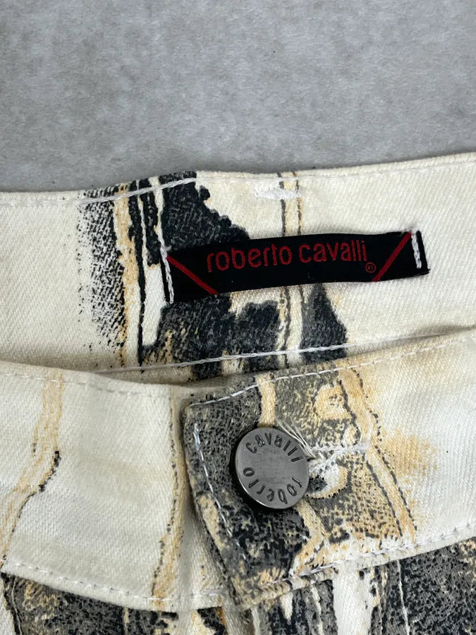 2000s Roberto Cavalli Rainy Ink Nasty Beige Pants JxFfMZS 8
