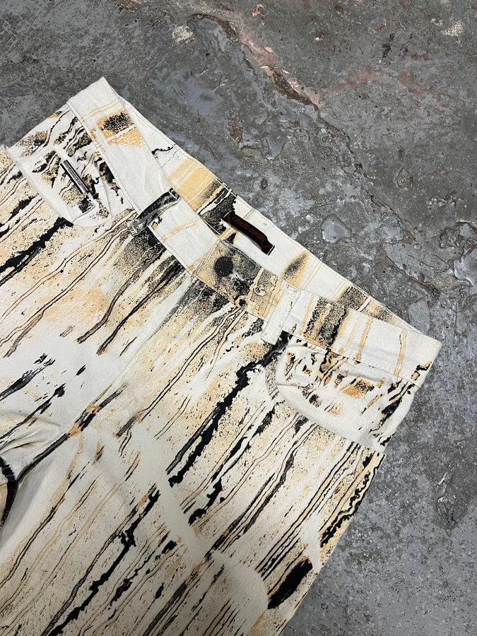 2000s Roberto Cavalli Rainy Ink Nasty Beige Pants (S/M) nzMyWpw 7