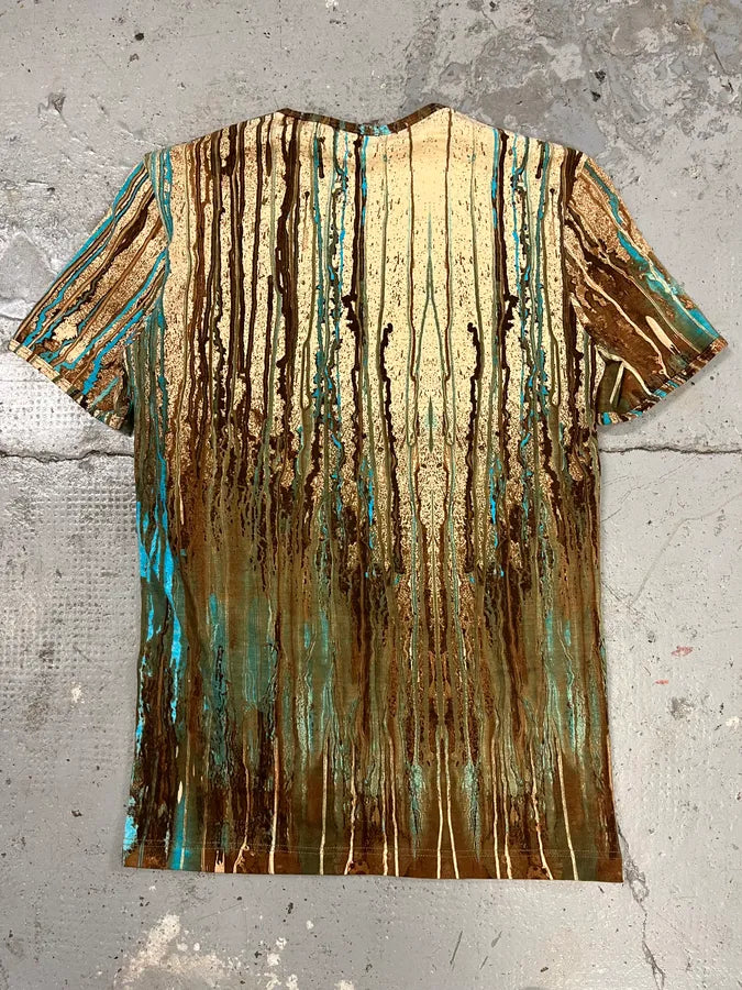 2000s Roberto Cavalli Rainy Ink Nasty Blue T-Shirt qPOrpZd 4