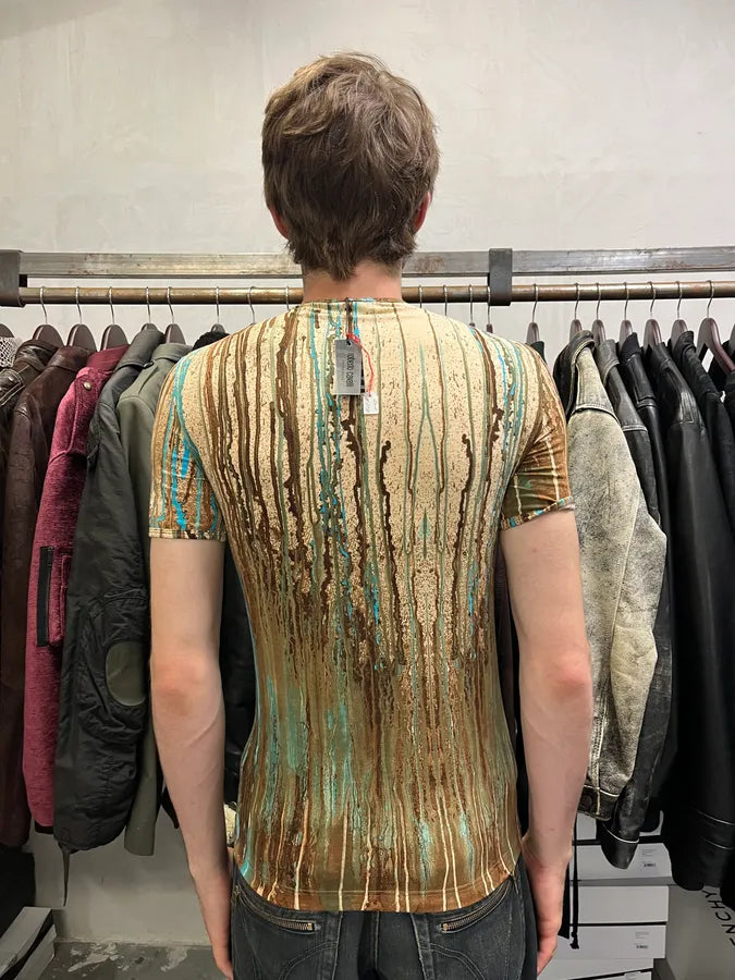 2000s Roberto Cavalli Rainy Ink Nasty Blue T-Shirt qPOrpZd 2