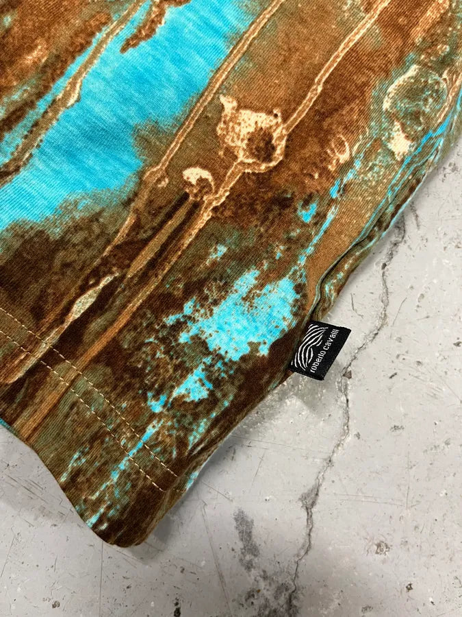 2000s Roberto Cavalli Rainy Ink Nasty Blue T-Shirt qPOrpZd 6