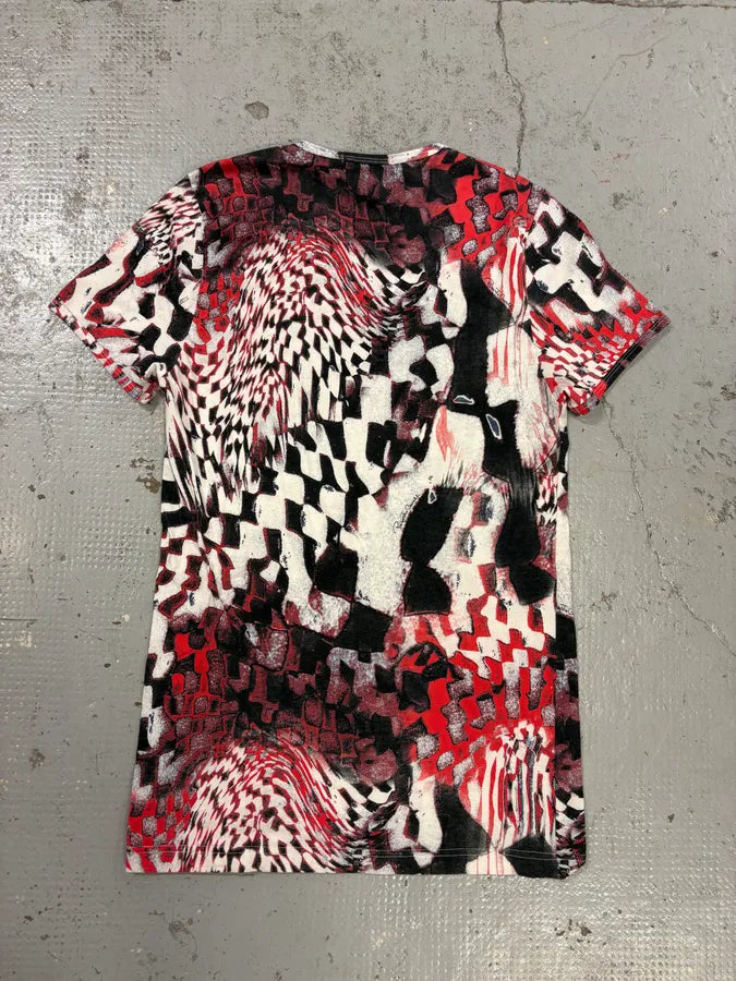 2000s Roberto Cavalli Red & Black Abstract Geometric T-Shirt RrQOHQL 5