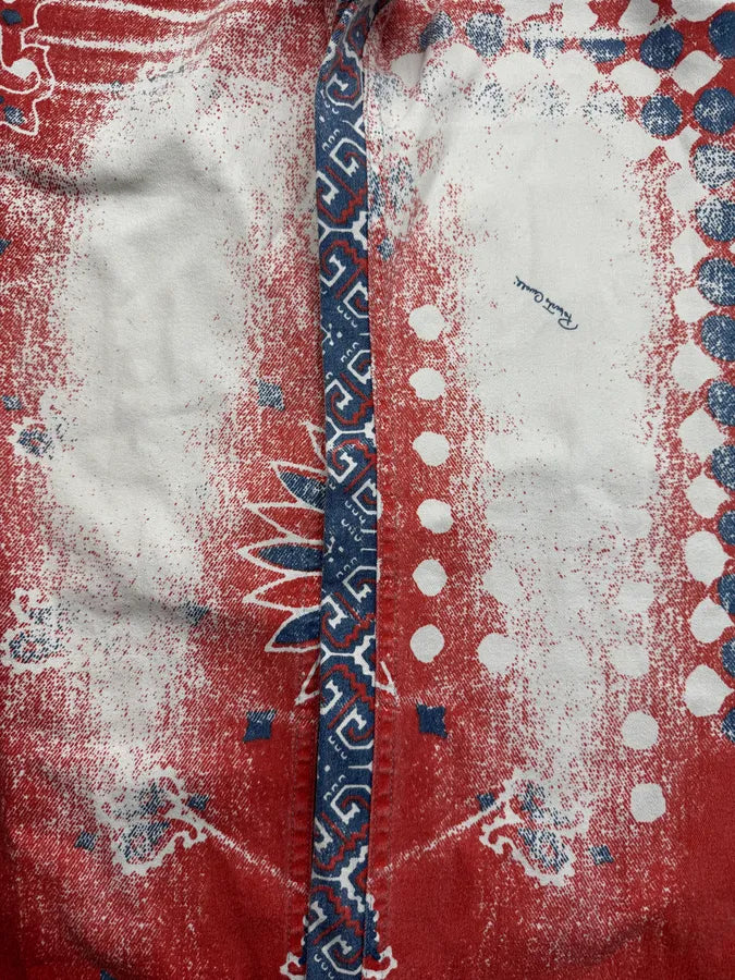 SS2003 Roberto Cavalli Red & Blue Faded Paisley Pants bHgtJOx 8