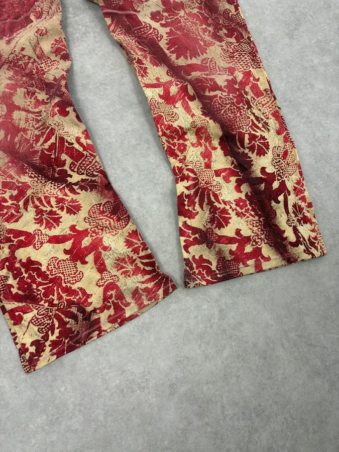 AW2002 Roberto Cavalli Red & Gold Tribal Floral Pants XInsFOC 8