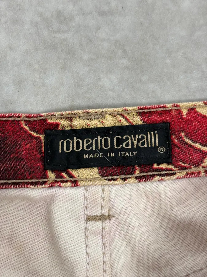 AW2002 Roberto Cavalli Red & Gold Tribal Floral Pants XInsFOC 9