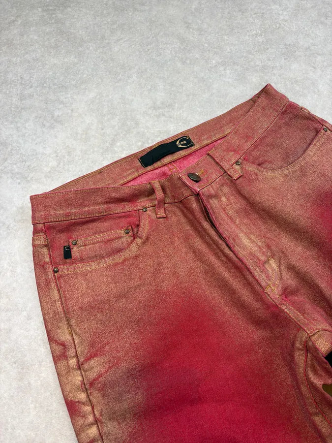 2000s Cavalli Red & Golden Aura Pants uRMbFsR 5