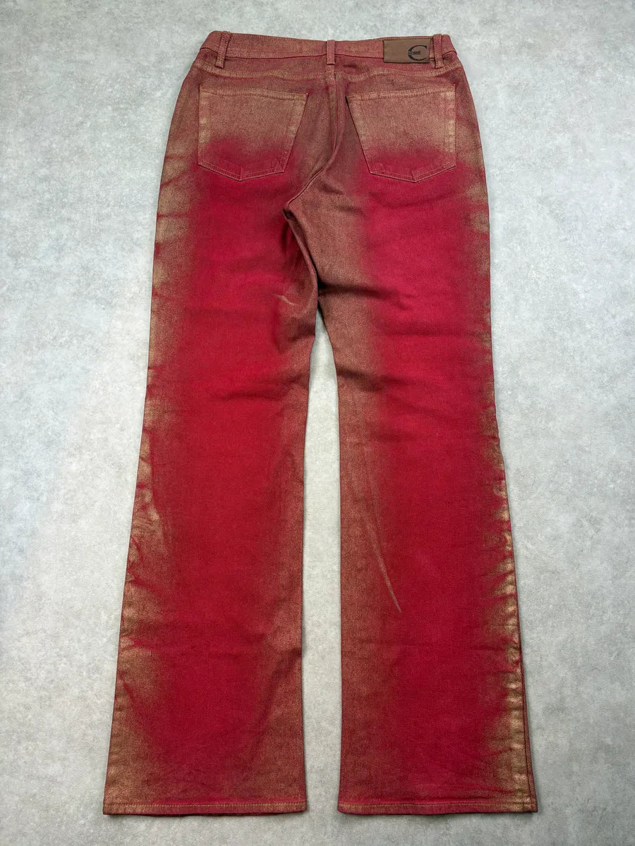 2000s Cavalli Red & Golden Aura Pants uRMbFsR 6