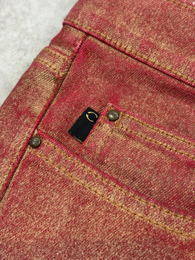 2000s Cavalli Red & Golden Aura Pants uRMbFsR 7