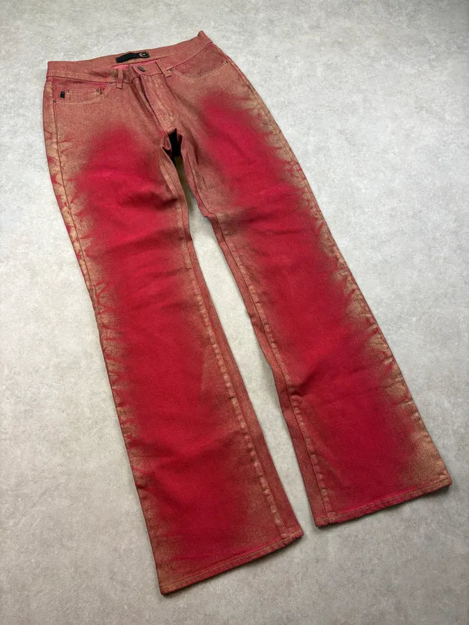 2000s Cavalli Red & Golden Aura Pants uRMbFsR 4