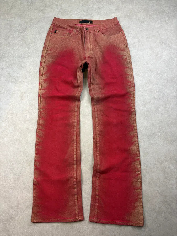 2000s Cavalli Red & Golden Aura Pants uRMbFsR 0