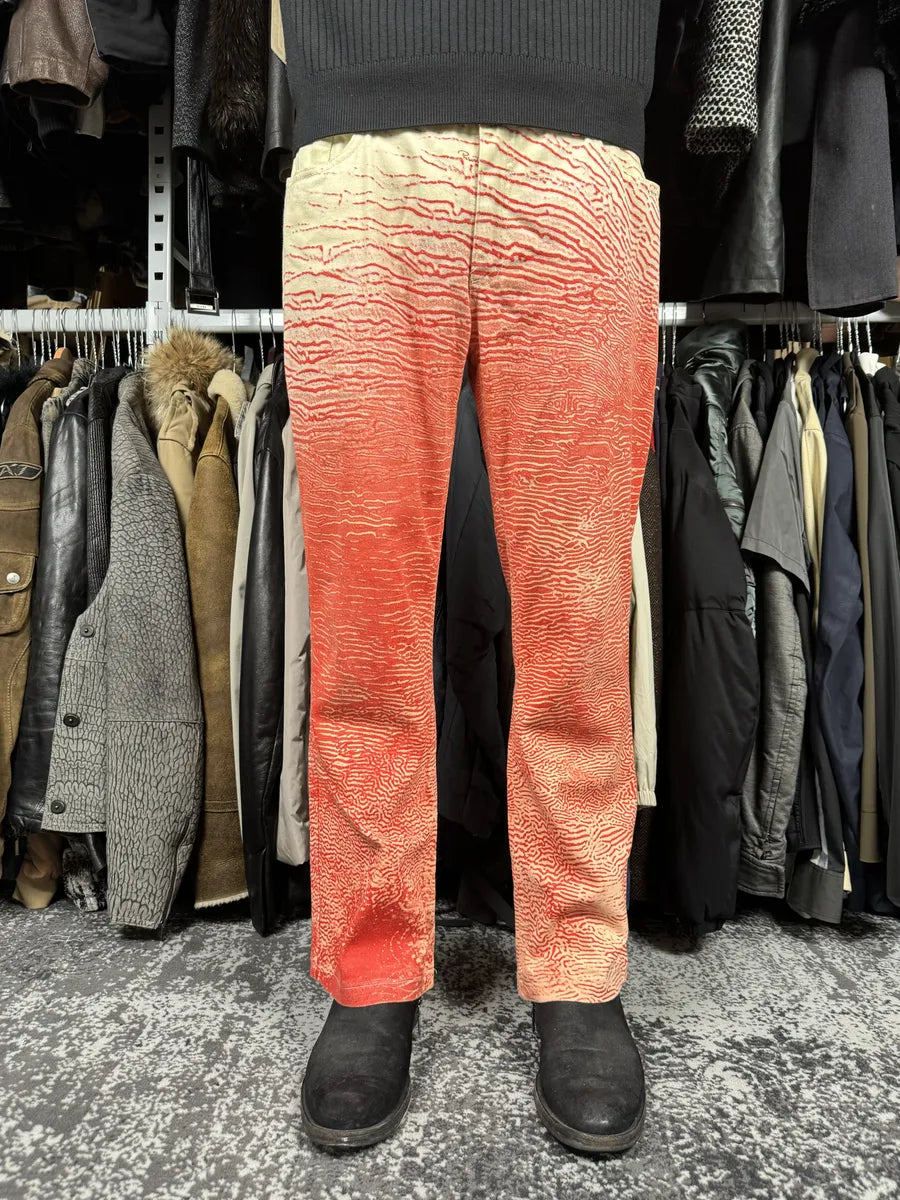 2000s Roberto Cavalli Red & White Coral Pants jYURZWJ 0