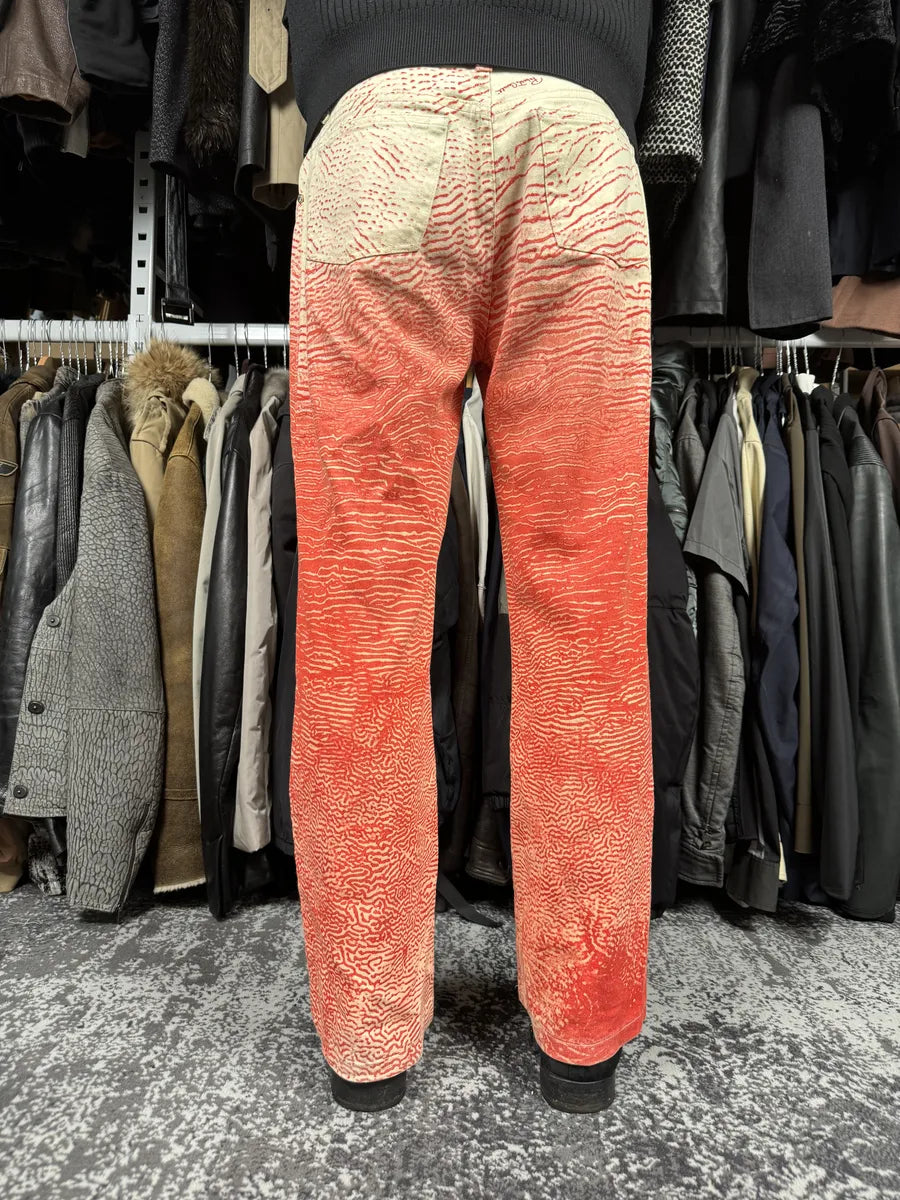2000s Roberto Cavalli Red & White Coral Pants jYURZWJ 1