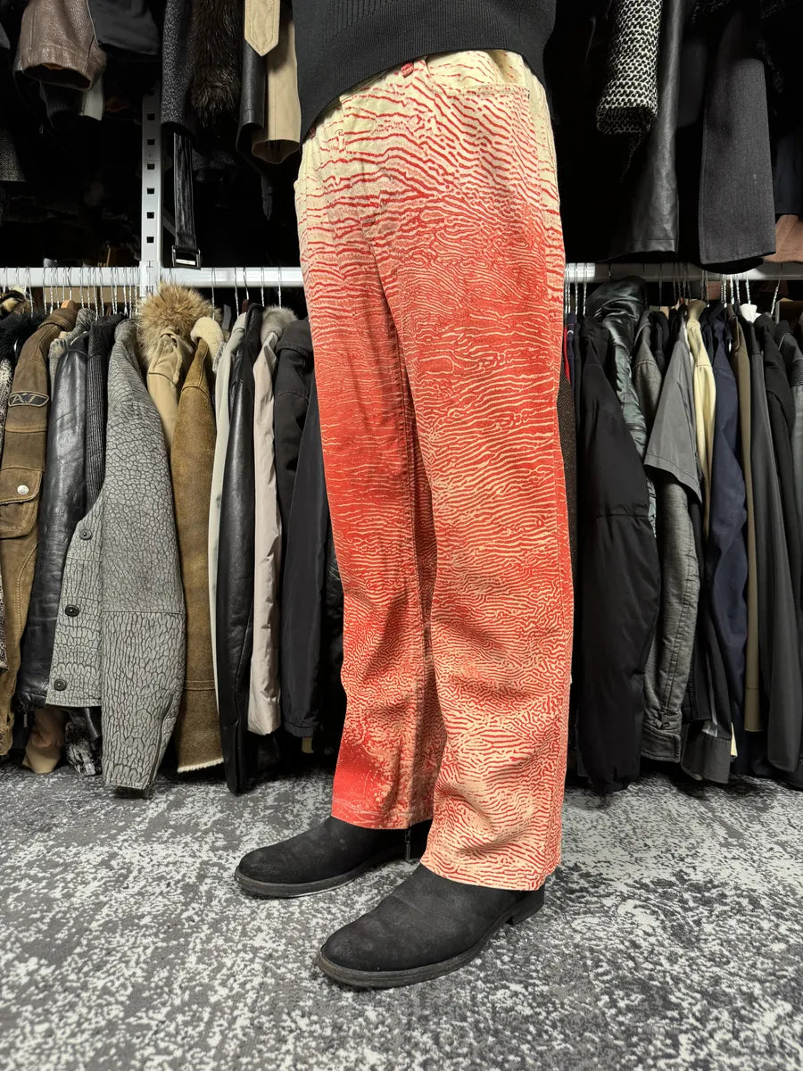 2000s Roberto Cavalli Red & White Coral Pants jYURZWJ 2