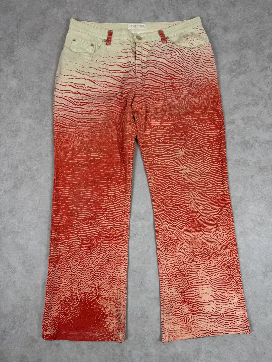 2000s Roberto Cavalli Red & White Coral Pants jYURZWJ 3