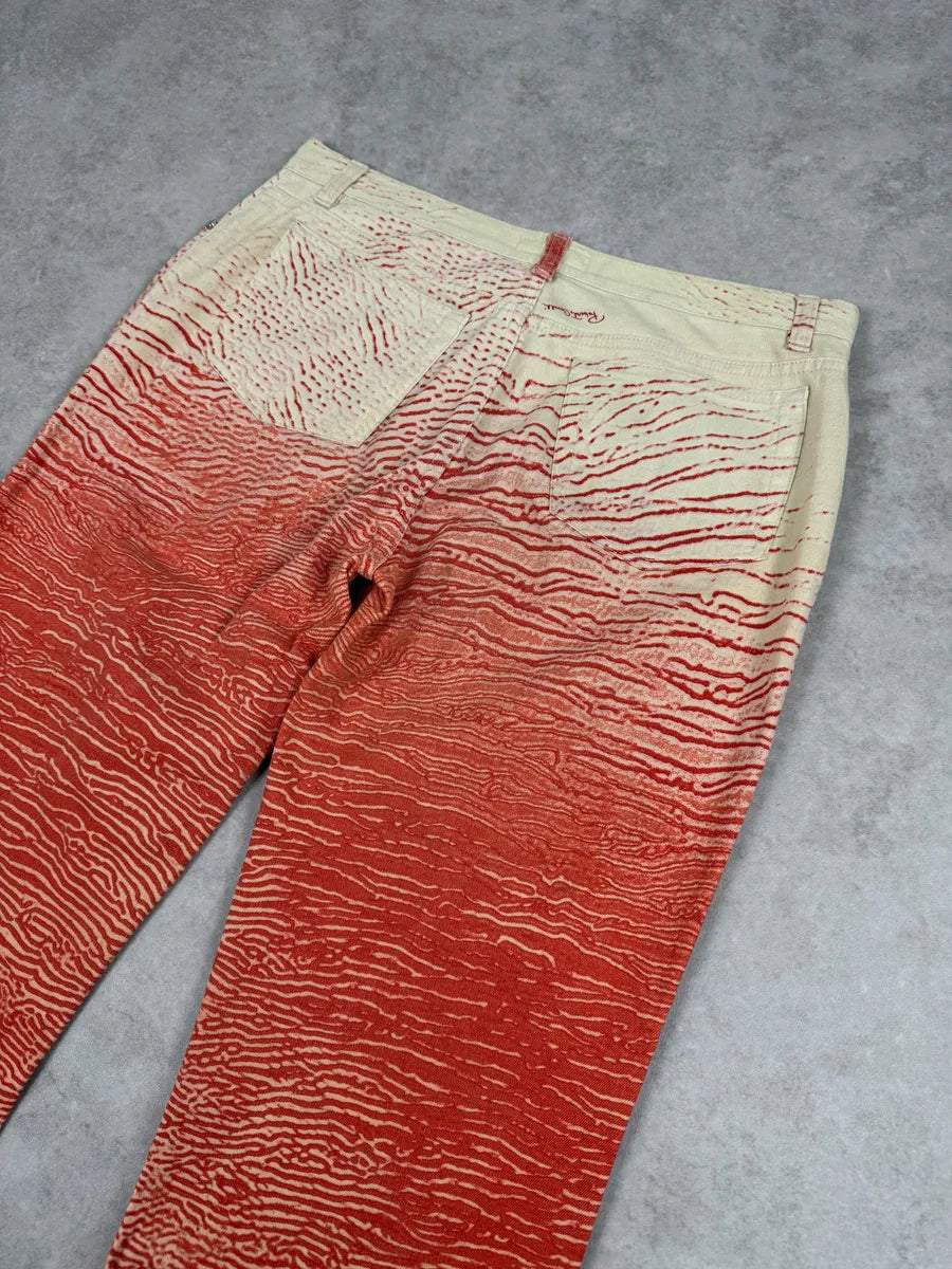 2000s Roberto Cavalli Red & White Coral Pants jYURZWJ 5