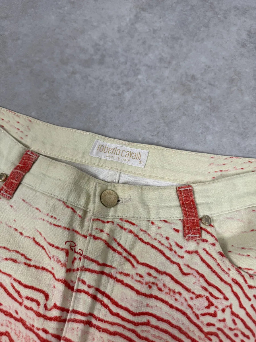 2000s Roberto Cavalli Red & White Coral Pants jYURZWJ 7