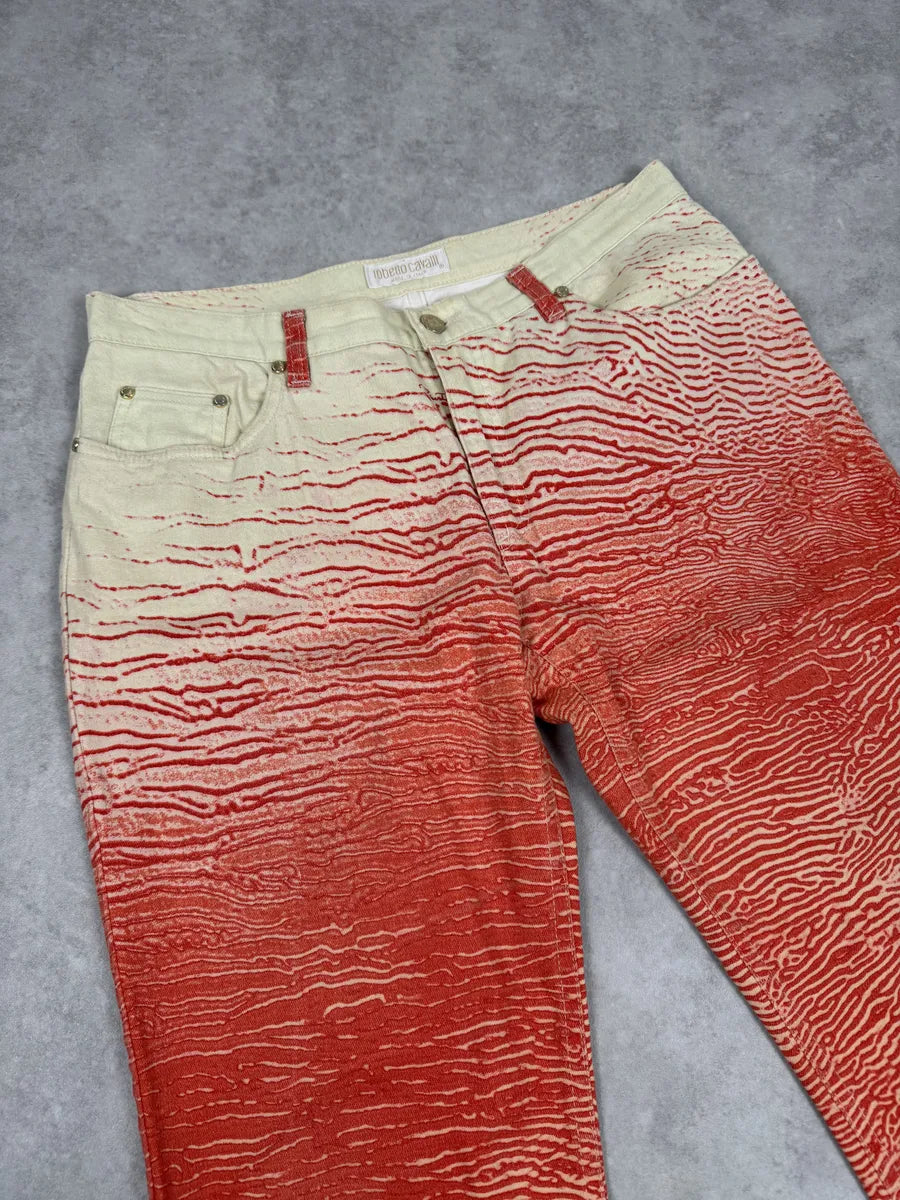 2000s Roberto Cavalli Red & White Coral Pants jYURZWJ 8