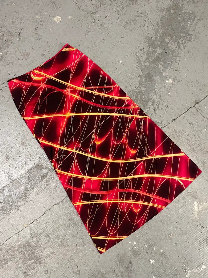 2000s Roberto Cavalli Red Fire Maxi Skirt (L) 4