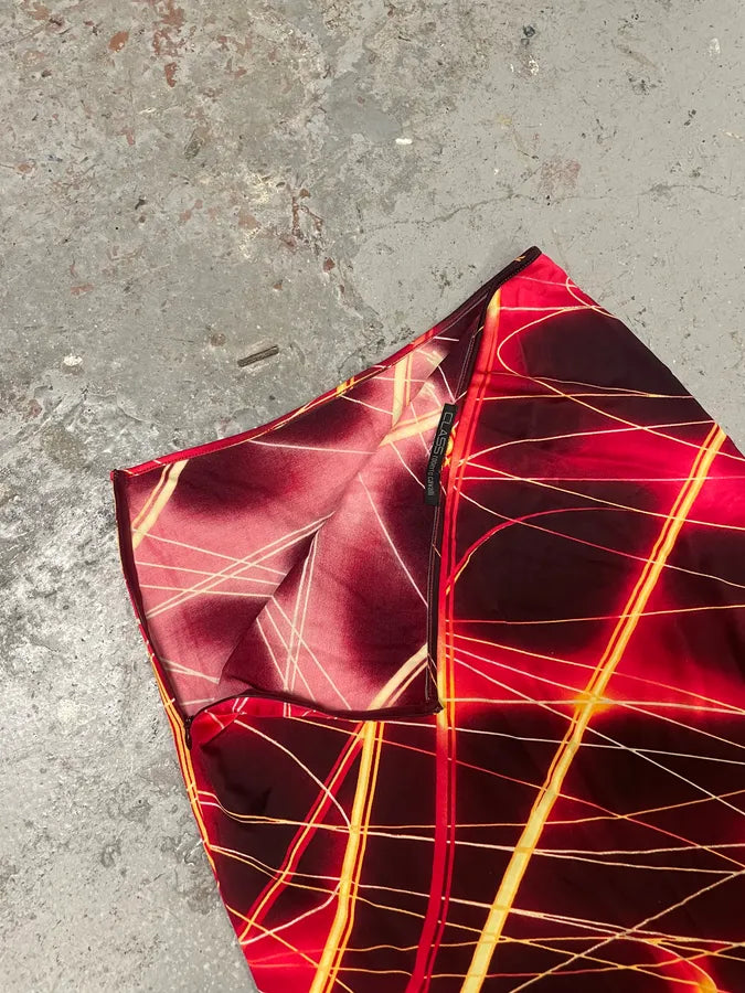 2000s Roberto Cavalli Red Fire Maxi Skirt (L) 5