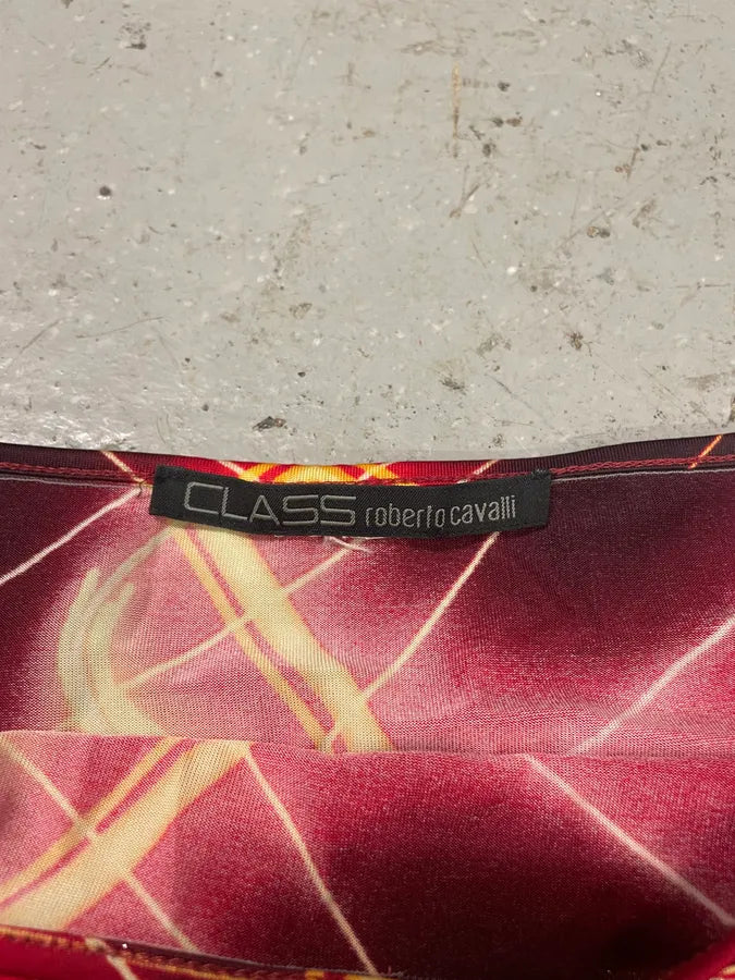 2000s Roberto Cavalli Red Fire Maxi Skirt (L) 8