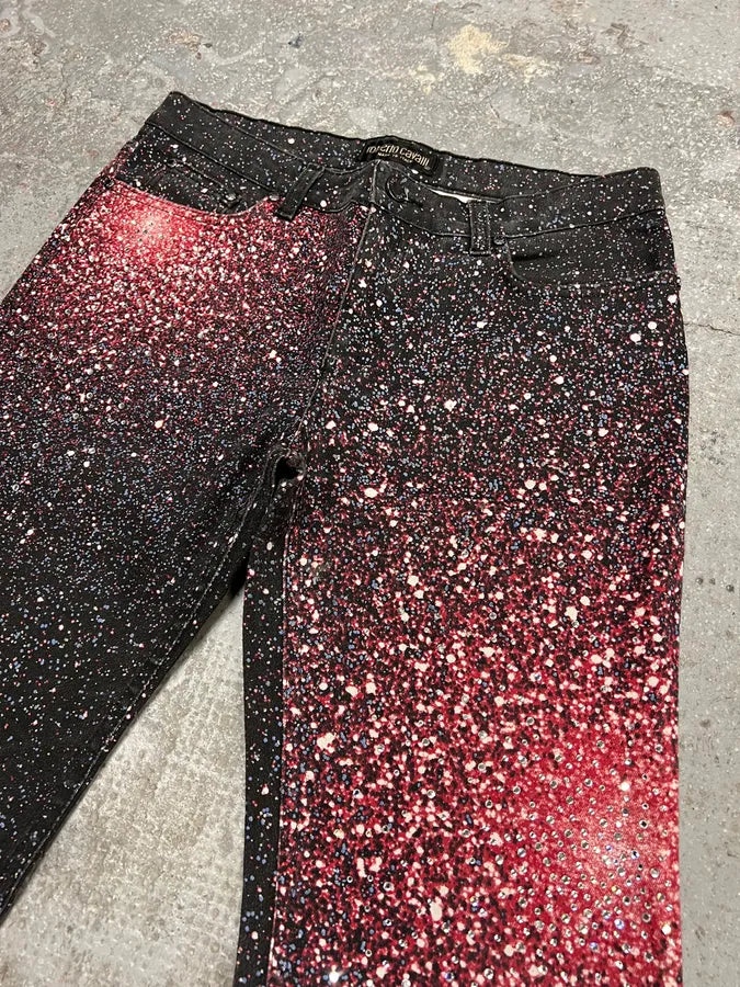 2000s Roberto Cavalli Red Galaxy Expansion Embellished Pants TrvXDzN 3