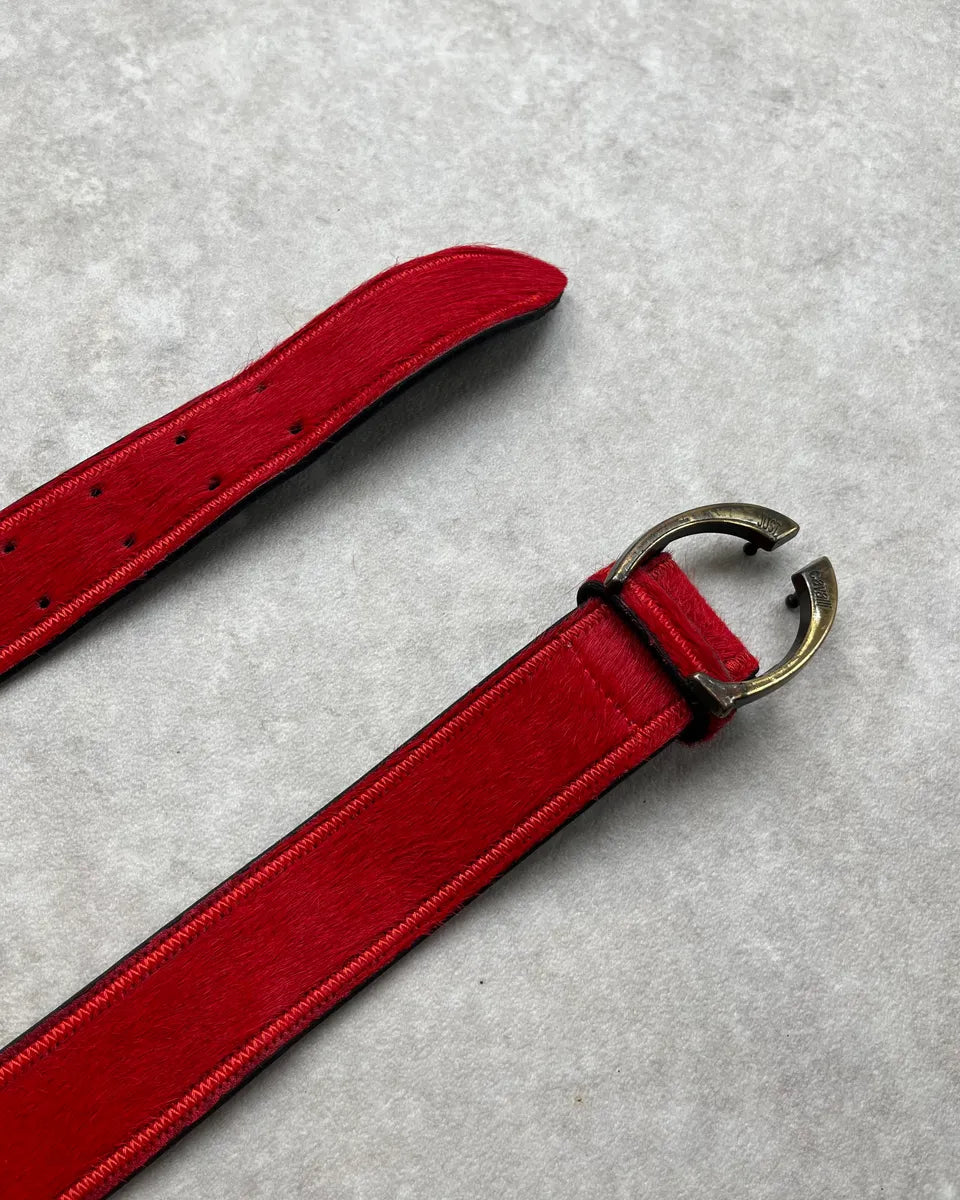 2000s Roberto Cavalli Red Pony Hair Leather Belt odRVjPv 3