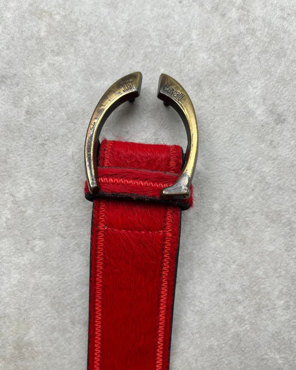 2000s Roberto Cavalli Red Pony Hair Leather Belt odRVjPv 4
