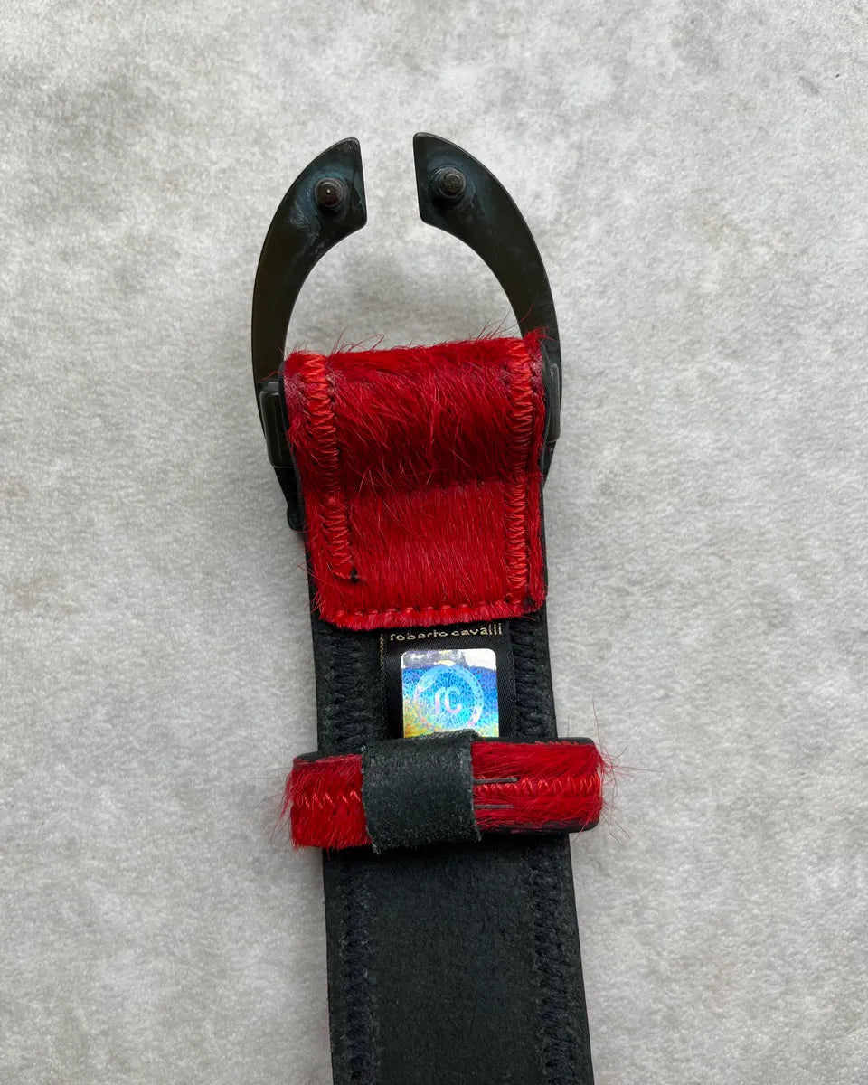 2000s Roberto Cavalli Red Pony Hair Leather Belt odRVjPv 6