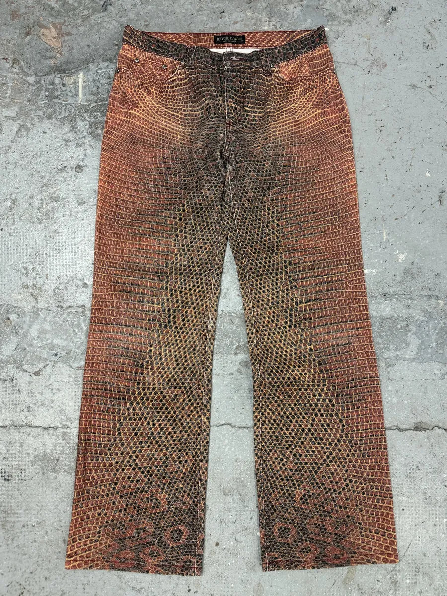 2000s Roberto Cavalli Red Python Effect Spider Pants ZbTXToT 0