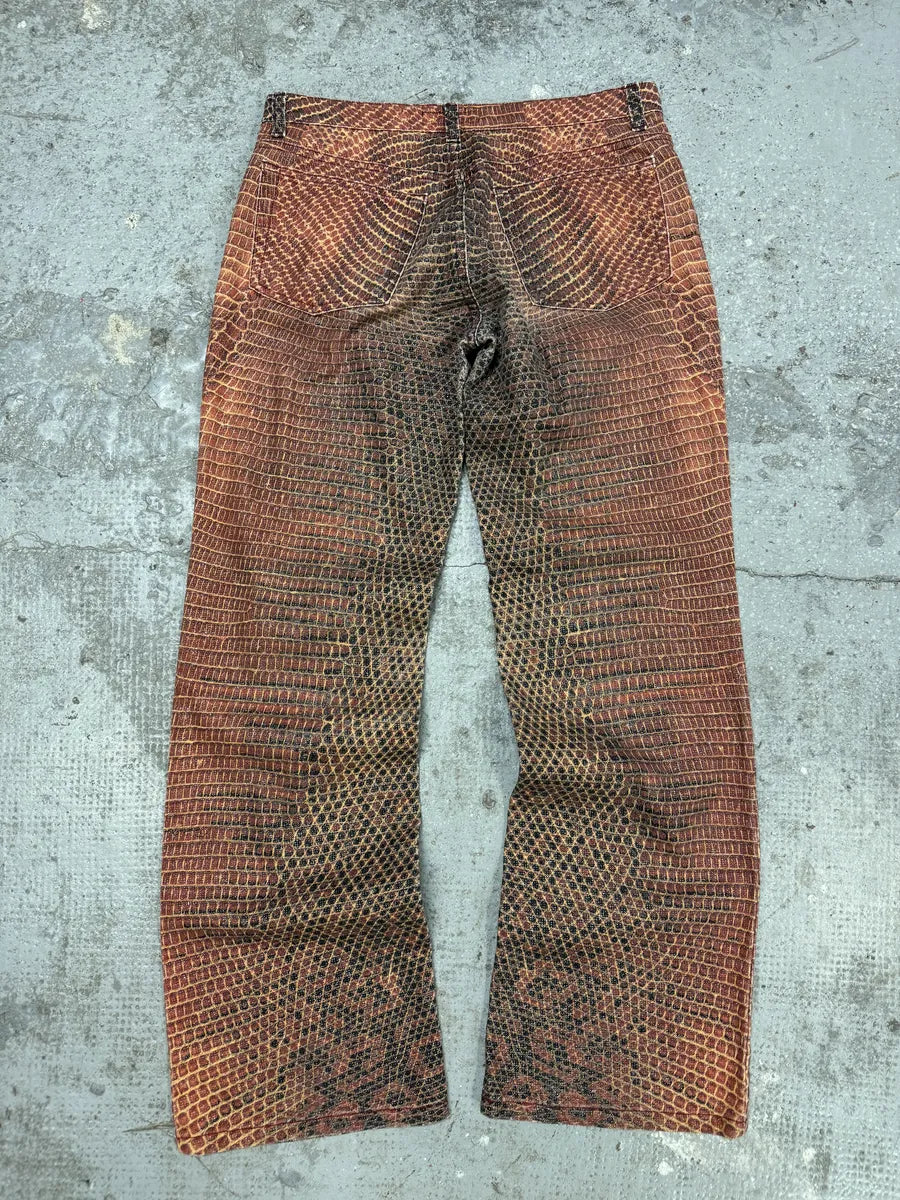 2000s Roberto Cavalli Red Python Effect Spider Pants ZbTXToT 1