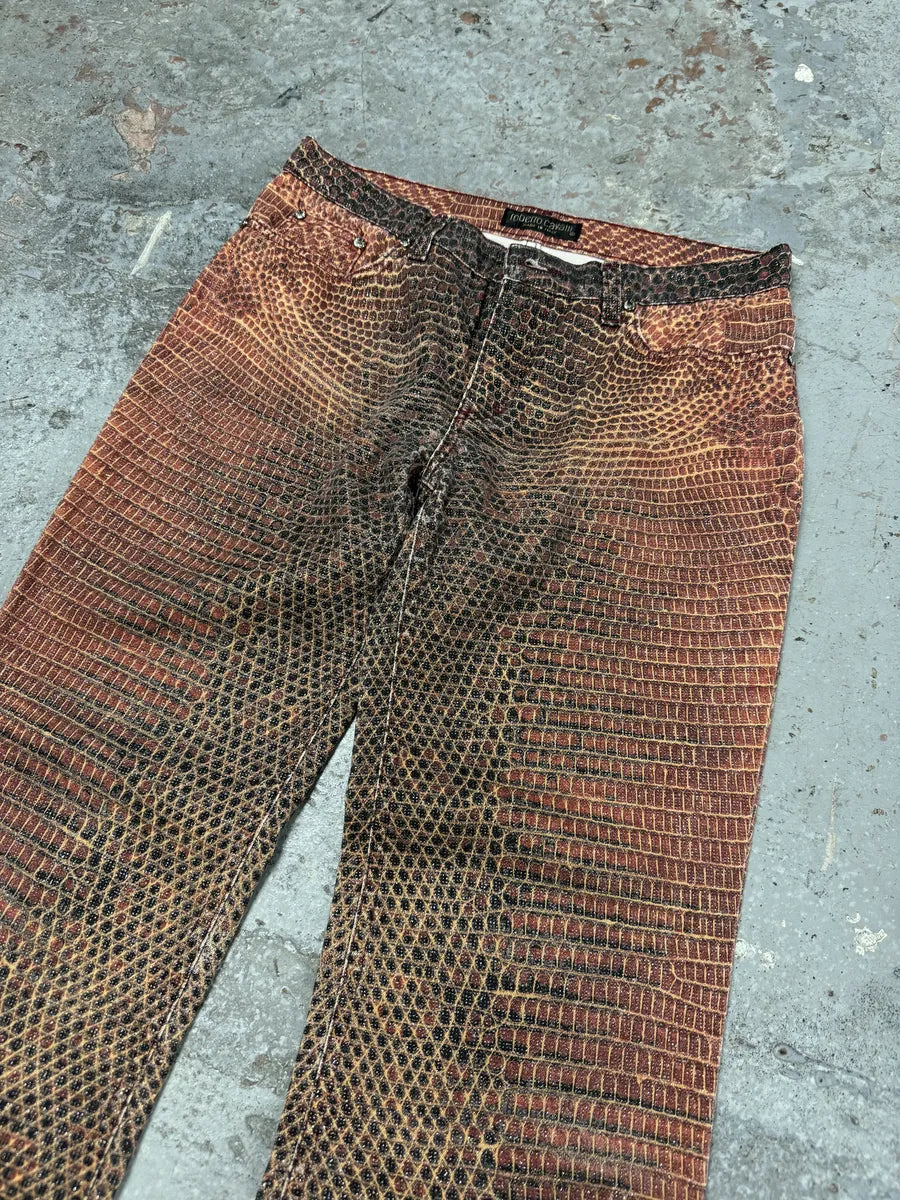 2000s Roberto Cavalli Red Python Effect Spider Pants ZbTXToT 2