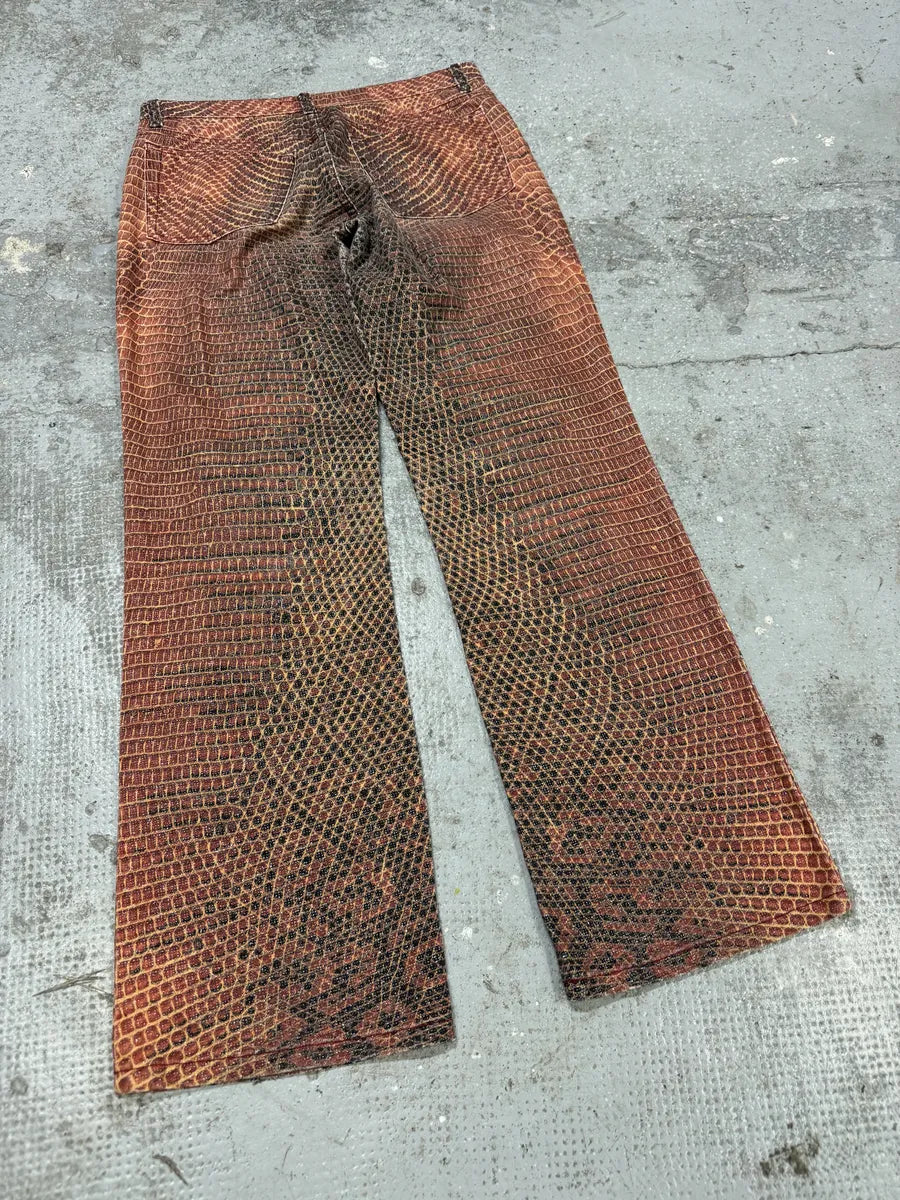 2000s Roberto Cavalli Red Python Effect Spider Pants ZbTXToT 3