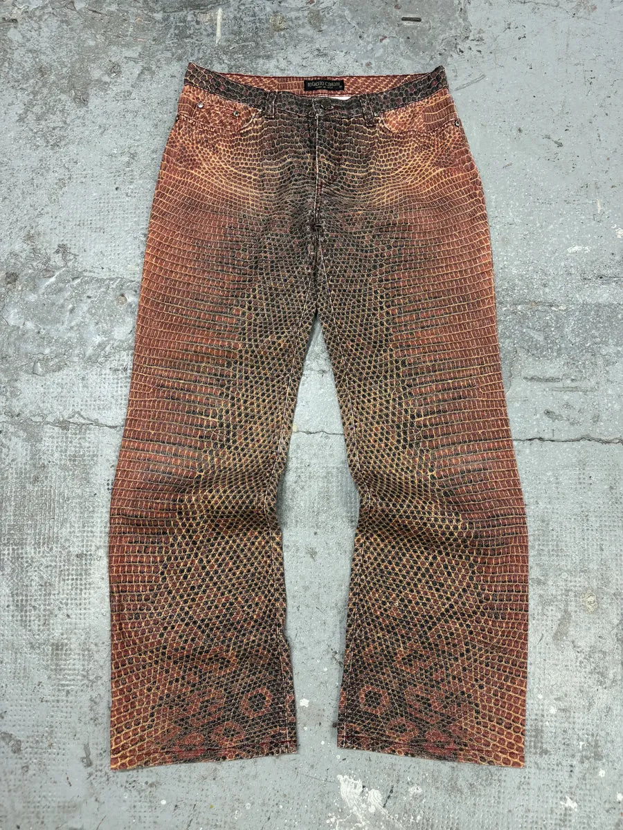 2000s Roberto Cavalli Red Python Effect Spider Pants ZbTXToT 4