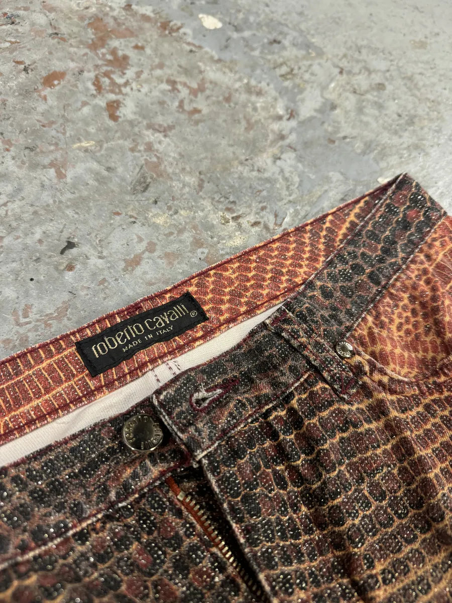 2000s Roberto Cavalli Red Python Effect Spider Pants ZbTXToT 5