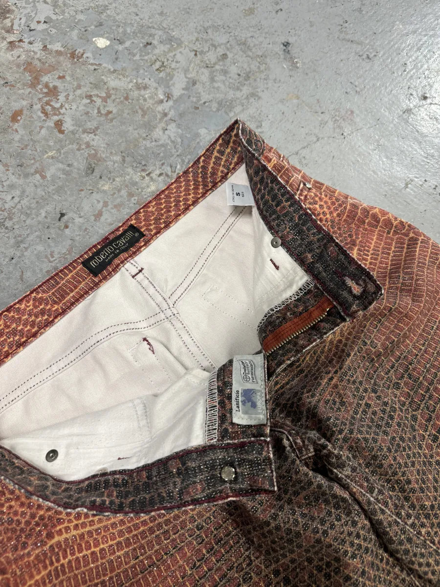 2000s Roberto Cavalli Red Python Effect Spider Pants ZbTXToT 6