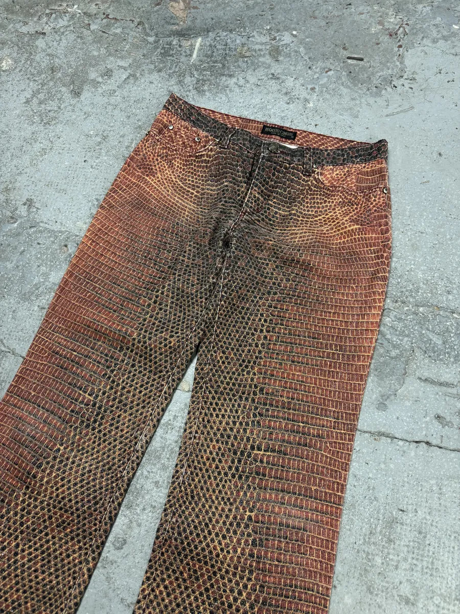 2000s Roberto Cavalli Red Python Effect Spider Pants ZbTXToT 7