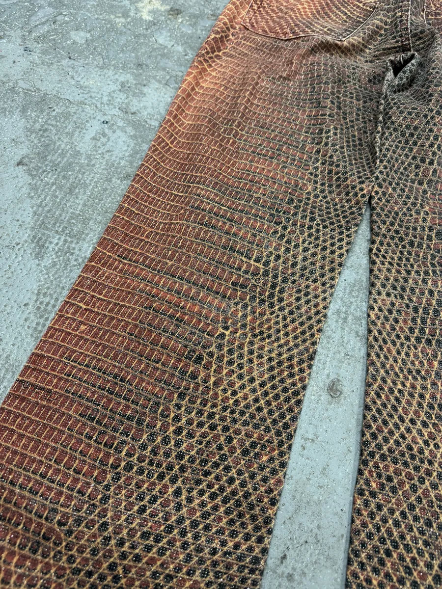 2000s Roberto Cavalli Red Python Effect Spider Pants ZbTXToT 9