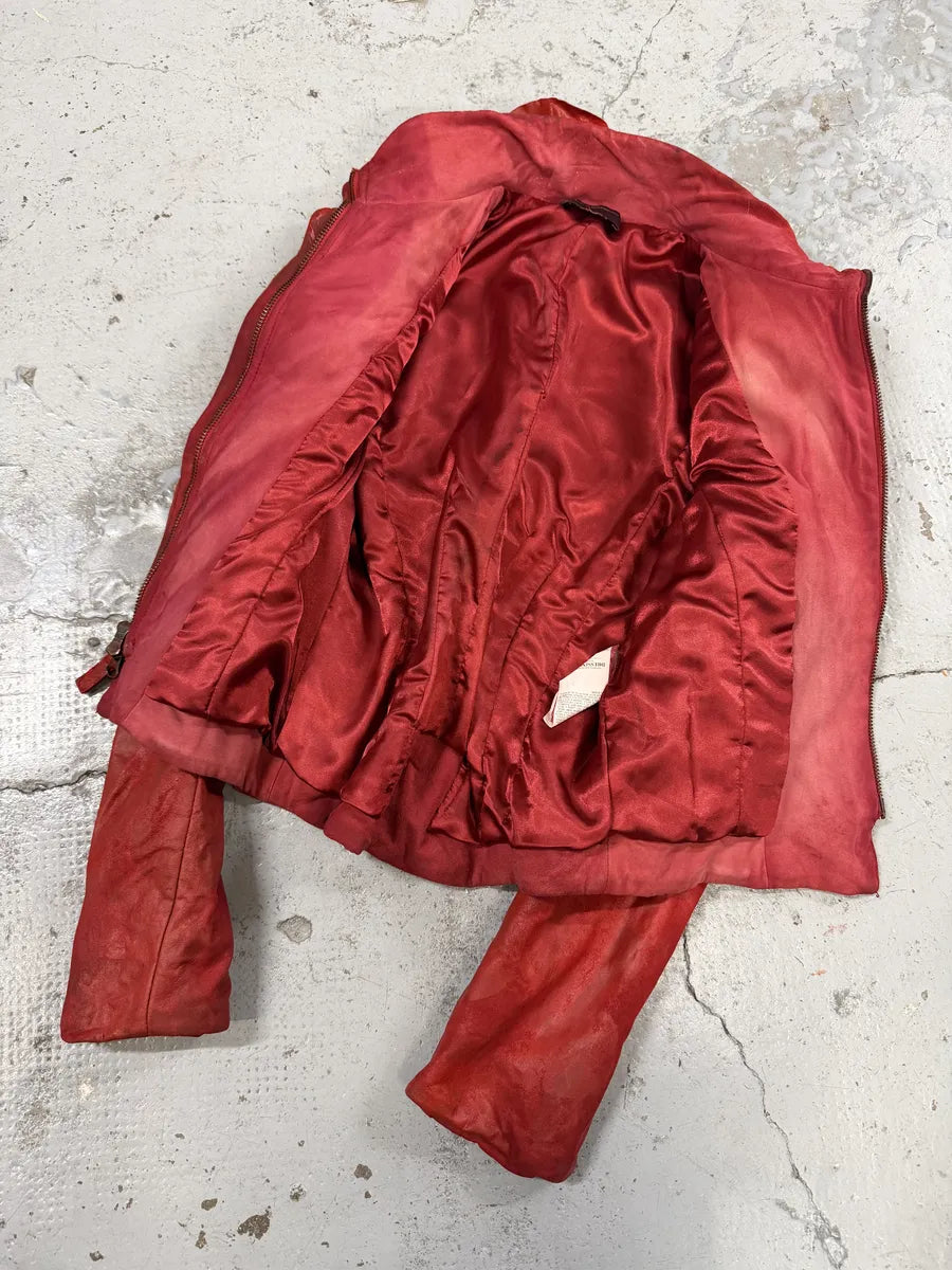 2000s Roberto Cavalli Red Rose Glamour Leather Jacket  EFfpUSb 7