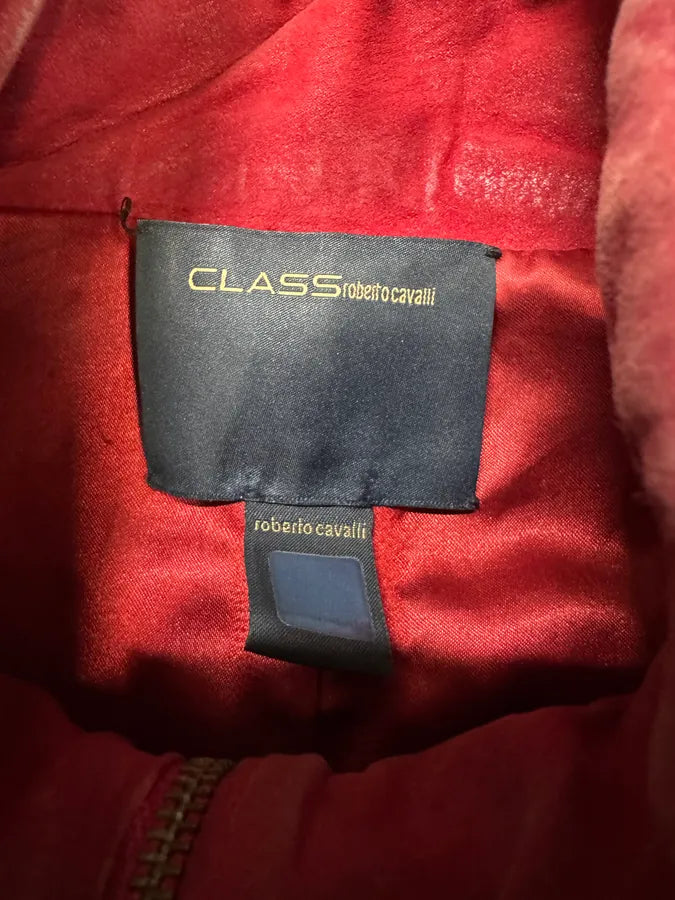 2000s Roberto Cavalli Red Roses Suede Leather Jacket NEvxBkY 6