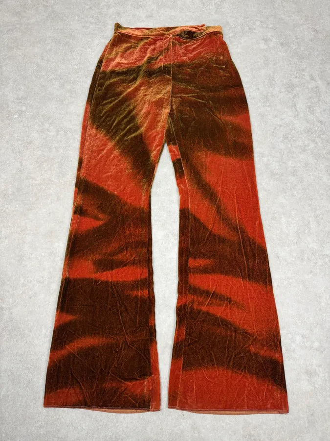 2000s Roberto Cavalli Red Velvet Abstract Pants xRgEVOu 0