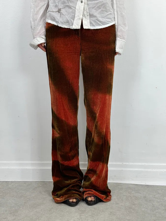 2000s Roberto Cavalli Red Velvet Abstract Pants xRgEVOu 1
