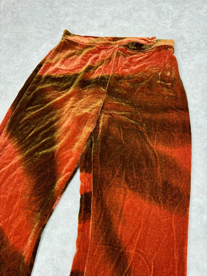 2000s Roberto Cavalli Red Velvet Abstract Pants xRgEVOu 2