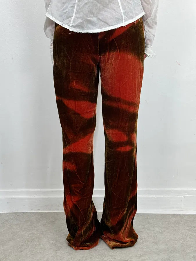 2000s Roberto Cavalli Red Velvet Abstract Pants xRgEVOu 3