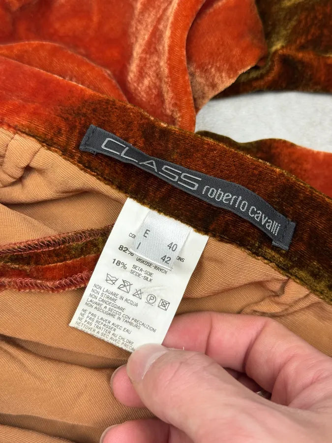 2000s Roberto Cavalli Red Velvet Abstract Pants xRgEVOu 8