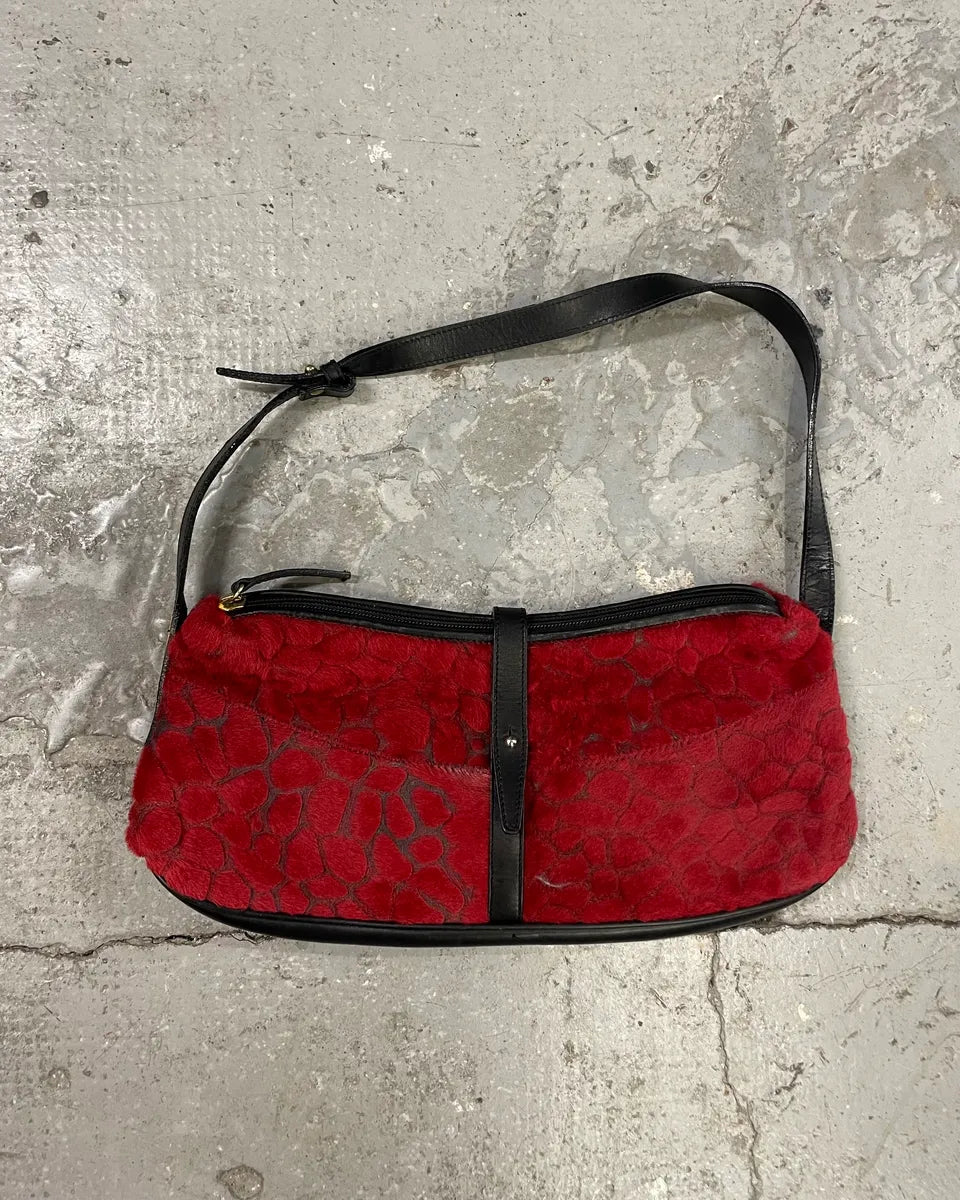2000s Roberto Cavalli Red Velvet Baguette Bag (OS) 0